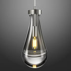 Raindrop Pendant Lights Kitchen Island Teardrop Nickel Hanging Light Fixtures Clear Solid Glass Pendant Light Modern Chandeliers for Dining Room Porch Corridor Living Room(1-Pack)