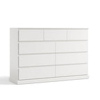 LINSY HOME 9 Drawer Dresser for Bedroom, 53" Wide Chest of Deep Drawers, Modern Farmhouse Wood Dressers with Storage, Large Drawer Organizer for Bedroom, Living Room, Handless Design, White