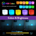 Mr.Go Rechargeable LED Color-Changing Light Cube 8", Dimmable Soothing Mood Lamp with Remote, 16 RGB Colors 4 Modes, Waterproof Cube Lights for Home Patio Party Accent Ambient Decorative Lighting