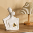 Porcelain Romantic Couple Figurines Statue White Aesthetic Decorations Hugging Couple Sculptures - Modern Ceramic Sculpture Home Accents for Living Room Bedroom Coffee Table, Desktop, Bookshelf