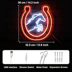 Horse Neon Sign for Wall Kentucky Derby Preakness Stakes Decoration Horseshoe Neon Light Cool Animal LED Sign for Bedroom Bar Man Cave Horse Racing Party Decor Western Cowboy Men Gifts