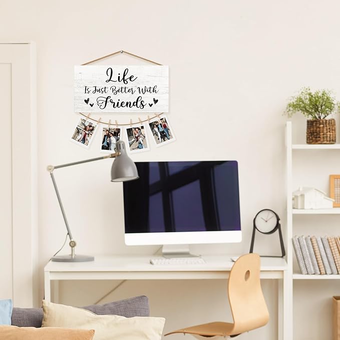 Friends Gifts Picture Frame Photo Holder for Wall, Gifts for Friends Female Coworker Sister BFF Bestie, Friends Going Away Friendship Gifts for Men Women, Big Brother Gift Hanging Photo Display