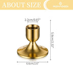 Gold Candlestick Candle Holders for Taper, 2 PCS Romadedi Gold Brass Color Candle Stick Candle Holder for Table Centerpiece, Wedding Reception, Festive Christmas Mantel Decoration or Home Decor