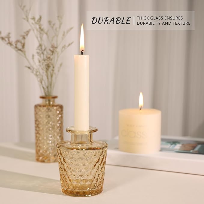 12pcs Glass Bud Vase Set, Small Gold Amber Flower Vases for Centerpieces in Bulk, Mini Vintage Vase for Wedding, Home,Table Decoration