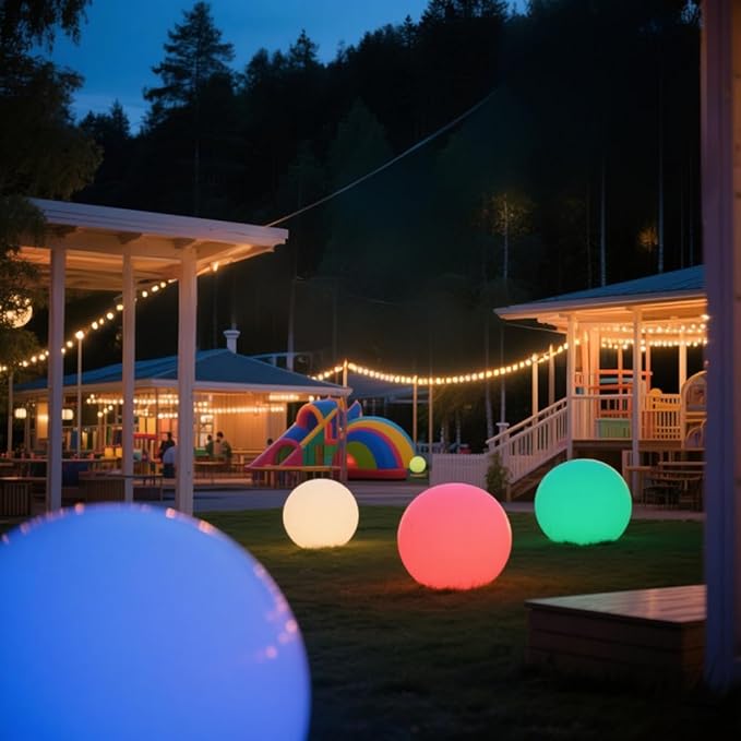 16 Inch Ultra-Fun LED Ball Light, Rechargeable Globe Floor Lamp w/Remote, 16 RGB Color Changing LED Glowing Orb Light, Waterproof Outdoor Ambiance Lighting, Pool Party Garden Patio Decor