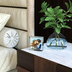 HELPLEX Acrylic Frames, 2 Pack 4x4, 20mm Thicker Frameless Clear Frame, Double Sided Magnetic, Free Standing Desktop Display