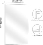 YIROMAN Bathroom Mirror 60"x36", Large Brushed Silver Bathroom Mirror for Over Sink with Aluminum Frame, Rectangular Vanity Mirror with Right Angle, Wall Mirror Hangs Horizontal or Vertical