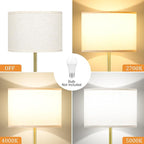 Ambimall 60'' Modern Floor Lamp with Shade, Tall Lamps for Living Room, Bedroom, Office, Dining Room, Beige Shade with Brushed Gold Pole(Without Bulb)