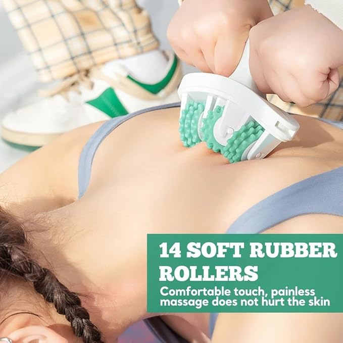 Cellulite Roller for Legs and Arms 2025 New, with Two Removable Handle Design, 360° Anti-Celluliteleg Roller Cellulite Fascia Massage Roller, Deep Tissue Massage Tool for Fat Deposits Reduction Green