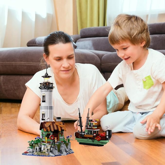 House Building Block Adults Sets, The Island Modular Architecture Construction Building Model Set Present for, (1480 Pcs)