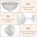 Sziqiqi White Urn Vase for Wedding Centrepiece: 5.5in Small Vases for Table Decoration Set of 2 - White Vintage Pot for Artificial Flower Arrangement - Metal Unique Honeycomb Vase for Birthday Party