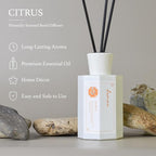 Reed Diffuser Set, Citrus Scented Oil Diffuser, 6.76 fl oz (200 ml) Home Fragrance Diffuser with Reed Sticks, Air Fresheners for Home, Bathroom Shelf Decor