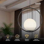 𝗠𝗢𝗗 𝗟𝗜𝗚𝗛𝗧𝗜𝗡𝗚 Jewels & Pearls Nordic Modern Pendant Light - Globe Dimmable Ceiling Light Perfect for Kitchen, Bedroom, Dining & Living Room - LED Light - 1 Pack (Black, Circle, Cool White)
