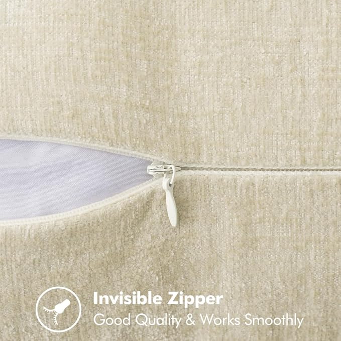 MIULEE Pack of 2 Christmas Pillow Covers 16x16 Inch Cream White Farmhouse Decorative Throw Pillow Covers with Stitched Edge Soft Chenille Solid Dyed Couch Pillow Covers for Sofa Bed Living Room