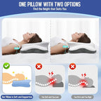 Cervical Pillow for Neck Pain Relief, Contour Memory Foam Pillows for Sleeping, Ergonomic Orthopedic Neck Support Pillow for Side, Back, Stomach Sleepers, Neck Pillow with Breathable Pillowcase, Gray