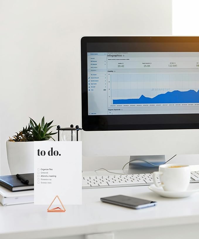 36 Pcs Triangle Table Number Holders - Rust-Resistant Metal Place Card Stands for Weddings, Office & Home Decor(Rose Gold)