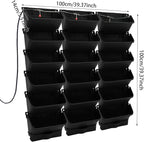 18 Pots Self-Watering Vertical Wall Planter, 39.4”L x 39.4”H Stackable Plastic Wall-Mounted Plant Grow Pots, Wall Hang Garden Planter Outdoor Indoor for Herbs Flowers Strawberries (Black)