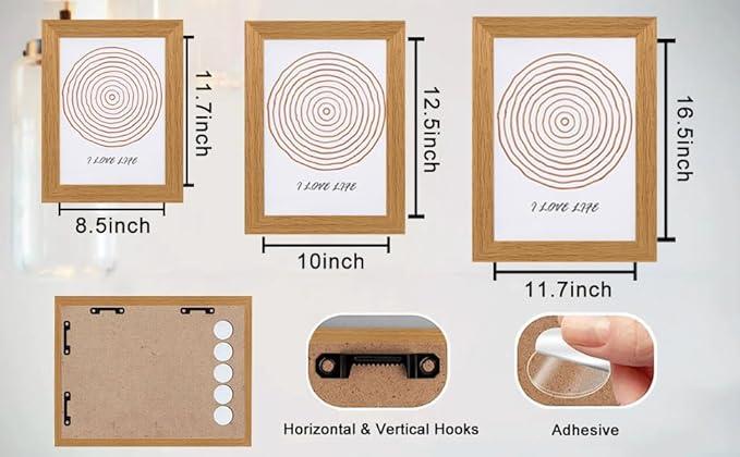 [4-Pack Kids Artwork Frames Changeable - Kids Art Frames Front Opening 8.5 x 11 Holds 150 Pics, Artwork Frames for Kids Art, Kids Art Frame Ideal for Portfolio, Pictures, Drawings (Wood)