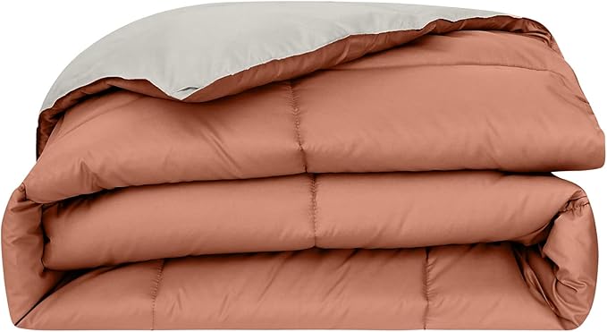 Modern Threads Down Alternative Reversible Comforter Orange Rust/Beige Queen