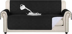 Flamingo P 100% Waterproof Couch Covers for 3 Cushion Couch Sofa Slipcover Furniture Covers for Living Room Furniture Protector with Back Nonslip Paws Machine Washable (Seat Width Up to 68") Black