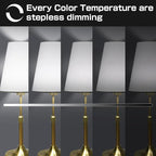 Portable Cordless Table Lamp, Built in Rechargeable Battery, 2700-6000k Color Temperature, Fully Dimmable, Scalable, Ambient Light for Patio, Restaurant, Bar, Bedroom, Dining (Gold)