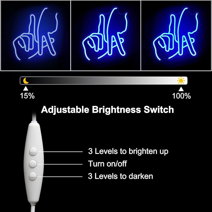 Los Angeles Gesture Neon Sign Baseball Team Neon Lights for Man Cave Decor Blue Letters Gesture LED Sign Fingers Neon Wall Sign LA Neon Signs for Wall Bedroom Garage Game Room Decor