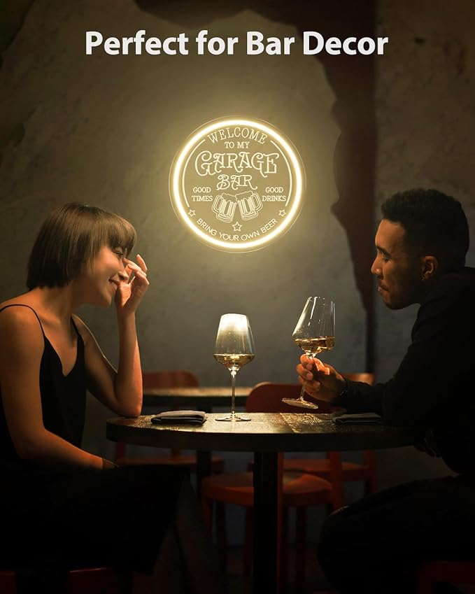 Garage Bar LED Neon Sign for Wall Art Decor, Dimmable Garage Light Up Sign for Man Dad Gifts, Neon Lights Bar Signs for Home Bar Pub Man Cave Bistro Birthday Camping Party