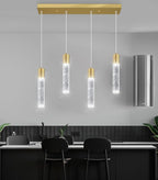 4-Lights Modern Crystal Chandeliers for Kitchen Island Mini Pendants Lighting Fixture LED Ceiling Light for Dining Room Living Room 6000K