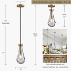 Raindrop Pendant Light Fixtures, Brass Glass Pendant Lighting, Teardrops Pendant Lights Kitchen Island, Indoor Pendant Light for Kitchen Island Bedroom Bathroom, Included Bulb