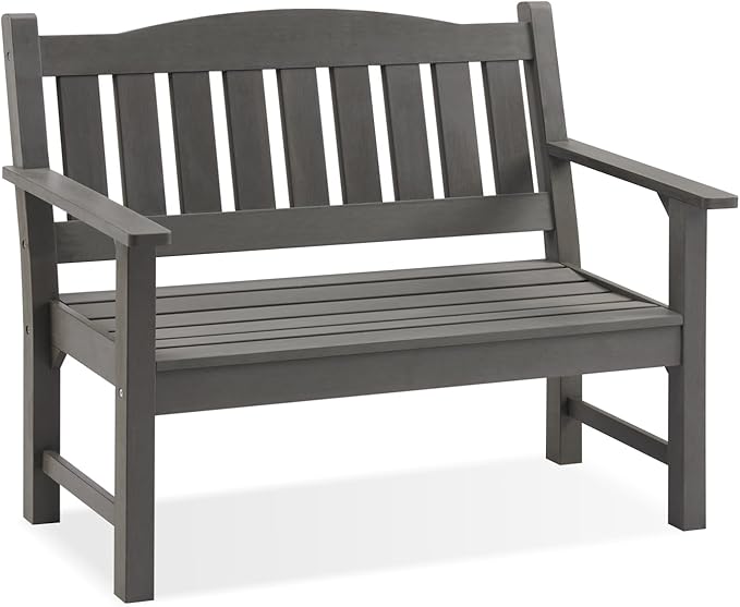 Psilvam 2-Person Outdoor Memorial Bench, All-Weather Poly Lumber Garden Bench, Rot-Resistant Outdoor Patio Bench for Park,Porch,and Church(Grey)