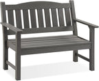 Psilvam 2-Person Outdoor Memorial Bench, All-Weather Poly Lumber Garden Bench, Rot-Resistant Outdoor Patio Bench for Park,Porch,and Church(Grey)