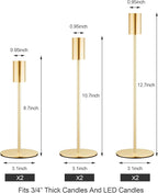 zeochyni Matte French Gold Candle Holders Set of 6, Elegant Candlestick Holders for Wedding Centerpieces Dining Tables Parties Home Decor Events, Taper Candle Holders Fit 3/4 Inch Candles
