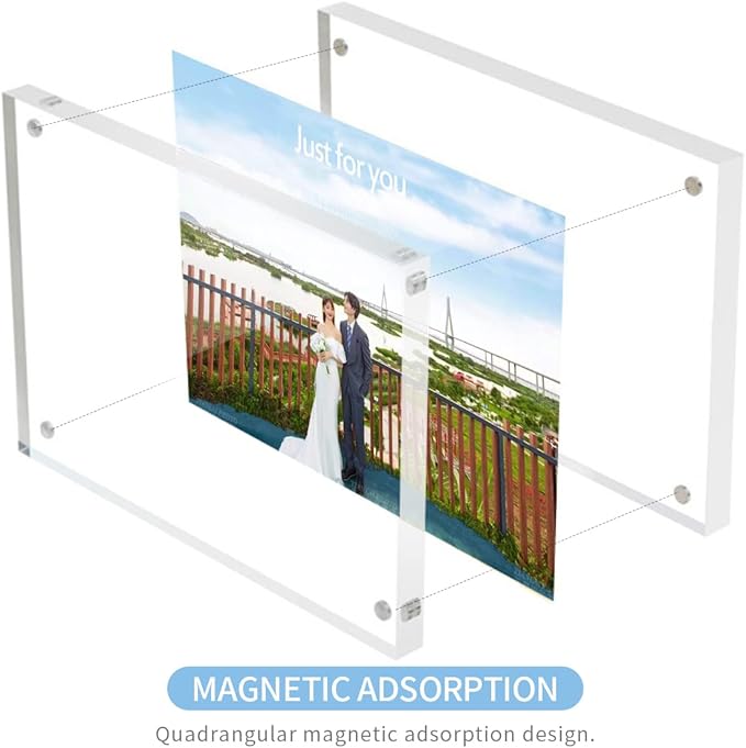 Acrylic 4x4 Square Picture Frame, Magnetic Acrylic Picture Frames for 4x4 or 3x3 Pictures Display, Clear Double Sided Thick Picture Frames, Photo Frames Desktop Display