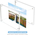 Acrylic 4x4 Square Picture Frame, Magnetic Acrylic Picture Frames for 4x4 or 3x3 Pictures Display, Clear Double Sided Thick Picture Frames, Photo Frames Desktop Display