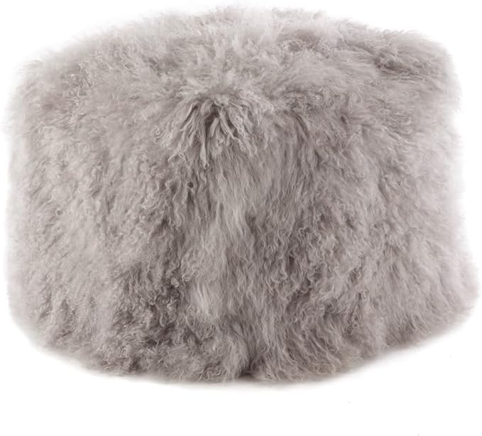 SARO LIFESTYLE Mongolian Lamb Fur Wool Pouf