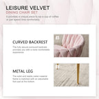 Nrizc Woven Dining Chairs Set of 4, Velvet Upholstered Dining Chairs with Gold Metal Legs, Modern Accent Chairs for Living Room, Dining Room, Kitchen (Pink)