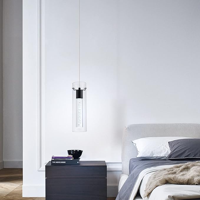 3-Pack Mini Pendant Lights, Pendant Lighting for Kitchen Island with 24W CRI80 1920Lumen 6000K Black Finish for Kitchen Restaurant, Dining Room