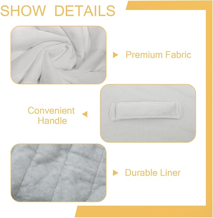 MeMoreCool Square Stuffed Pouf Ottoman Foot Rest, Floor Pouf Foot Stool with Foam Chunk Filling, Soft Stuffed Ottoman Footrest for Living Room, Off-White