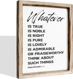 Christian Wooden Framed Signs, Rustic Home Decor, Family Signs, Living Room Decor, Philippians 4:8 Sign, Framed Wall Plaque Sign 15 * 11.5 inches, Finally Brothers and Sisters