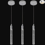 Modern Kitchen Island Pendant Light Dimmable LED Chrome Finish Mini Crystal Pendant Lighting Bedroom Bedside Table Small Pendant Lights（3-Pack）