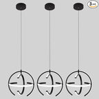 Modern Black LED Chandeliers, Dimmable Globe Pendant Lights Fixture, 13.8" Round Metal Hanging Light for Kitchen lsland, Dining Room Bedroom Foyer Hallway Stairway (3-Pack)
