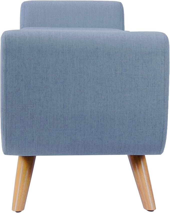 HomePop Modern Storage Bench with Wood Legs |Homepop Home Décor|Bench with Storage for Living Room & Bedroom - French Blue Woven