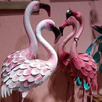 YOUKI Metal Yard Art Flamingo Decor Pink Flamingos for Yard Garden Statues Red Flamingo Yard Art Outdoor Sculptures for Outside Home Patio Lawn Ornaments Backyard Decor, Set of 2