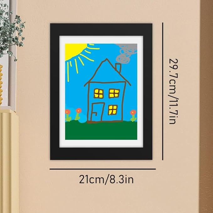 [4-Pack Kids Artwork Frames Changeable - Kids Art Frames Front Opening 8.5 x 11 Holds 150 Pics, Artwork Frames for Kids Art, Kids Art Frame Ideal for Portfolio, Pictures, Drawings (Black)
