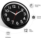 Wall Clock Black Battery Operated 10 Inch Simpel Silent Non Ticking Analog Decorative for Kitchen Bathroom Bedroom Office Living Room School Classroom(Black)