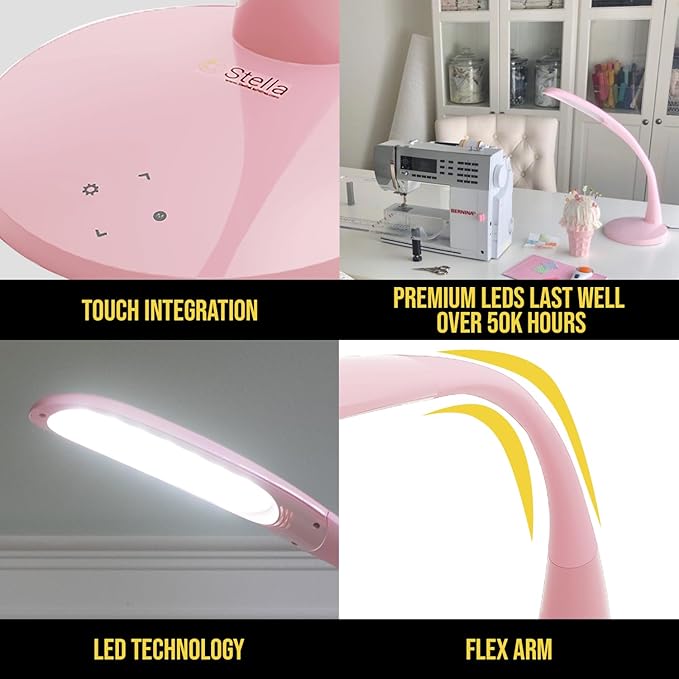 Stella Two Task Lamp, Adjustable Desk Lamp, Dimmable LED Light with Custom Color Temperature for Desk, Home Office, Bedroom, or Living Room, Modern Design for Work, Study, and Reading Needs (12W)