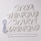 Stop Thinking Start Drinking Neon Sign Pink Led Neon Signs for Wall Decor Neon Lights up Letters for Bar Decor Bar Decorations for Home Led Light Sign for Man Cave decor Party USB Powered (13.38"L x 12.99"W)