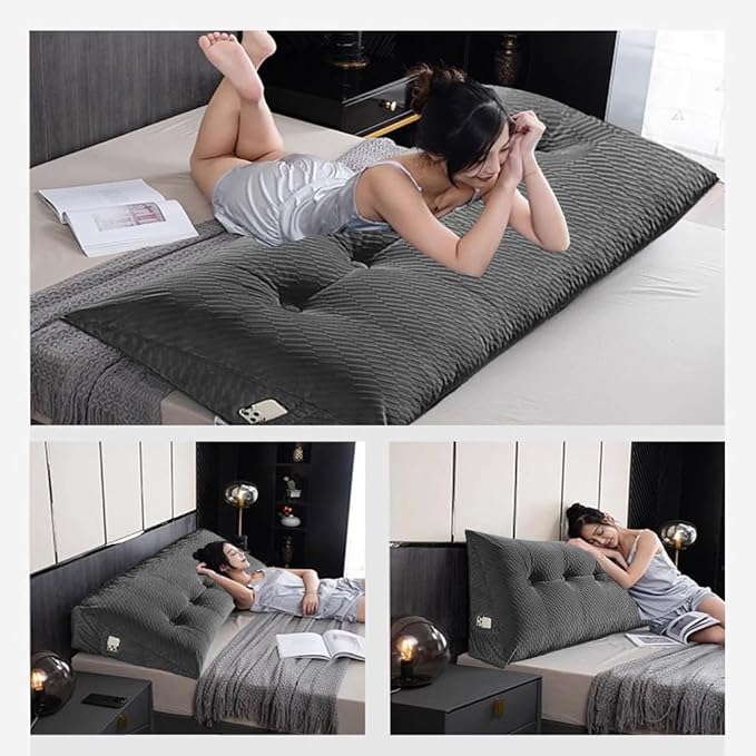 Gradient Velvet Triangular Wedge Pillow, Removable Cover Headboard Pillow for Daybed, Backrest Positioning Support Pillow Cushion Resting Reading Relaxing (Blue, Full(54 * 20 * 8in))