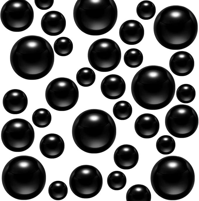 300Pcs Pearl Vase Filler, Black No Hole Faux Pearl Beads for Centerpieces Vases, Candle Centerpieces, Wedding Birthday Party Home Decor 8/10/14/20mm