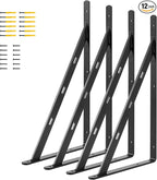 Aluminum Alloy 20 inch x 12 inch Heavy Duty Shelf Bracket ，Max Load 360 LBS, 4-Pack Floating Shelf Brackets Corner Brace Joint Right Angle Bracket Black L Brackets Heavy Duty